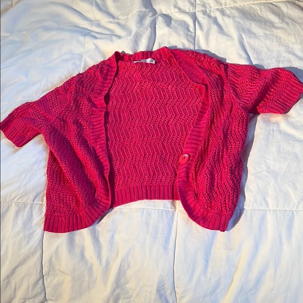 Pink short sleeve cardigan